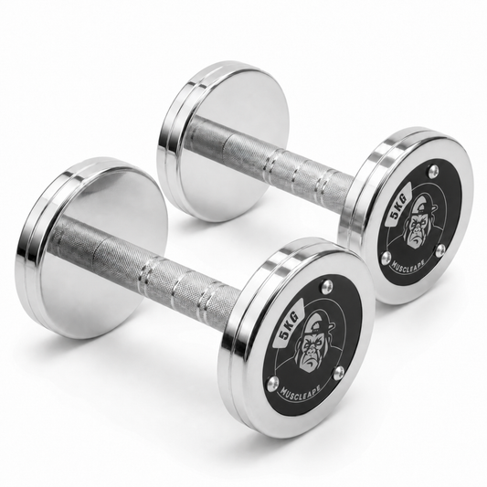 Muscleape Callibrated Chrome Plated Steel Dumbells. Pair Of 2