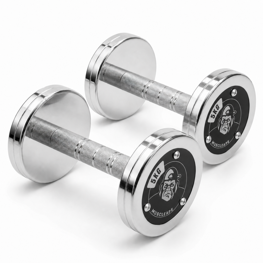 Muscleape Calibrated Chrome Plated Steel Dumbbells | Pair of 2