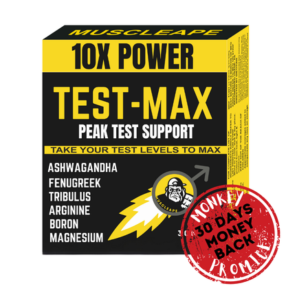 Muscleape TestMax Natural Testosterone Booster 30 Veg Tabs | Tribulus, Ashwagandha, Fenugreek, Arginine + Zinc | Strength, Stamina & Endurance