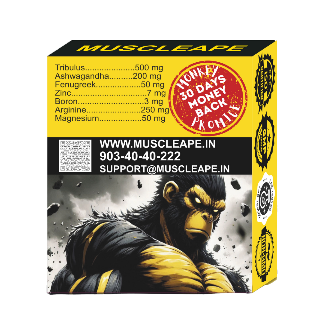 Muscleape TestMax Natural Men's Stamina Booster. Tribulus, Arginine, Ashwagandha & Fenugreek With Zinc. Strength, Stamina & Endurance Support. 30 Veg Tabs.