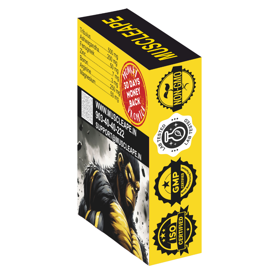 Muscleape TestMax Natural Men's Stamina Booster. Tribulus, Arginine, Ashwagandha & Fenugreek With Zinc. Strength, Stamina & Endurance Support. 30 Veg Tabs.