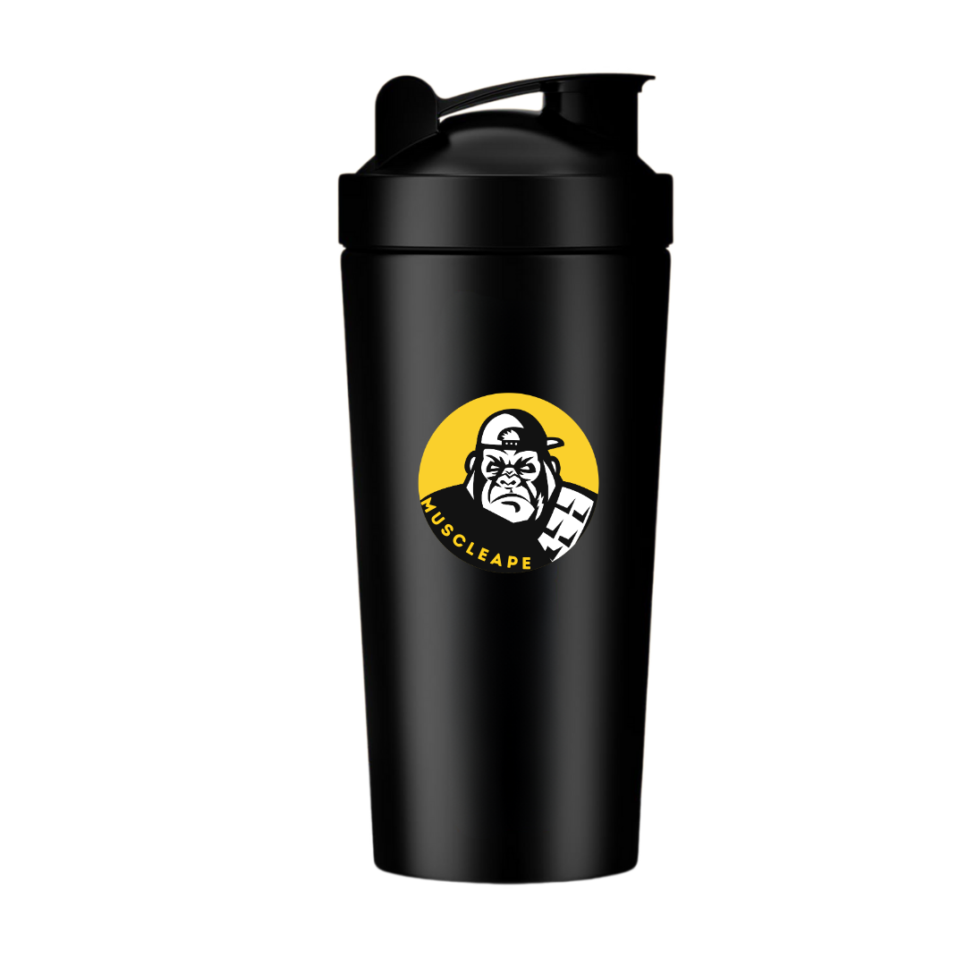 Muscleape Stainless Steel Shaker Bottles For Gym (Black) 100% Leakproof Guarantee, Ideal For Protein, Pre Workout, Bcaas & Water Bpa Free Material, 750 milliliter. | Gym | Muscleape