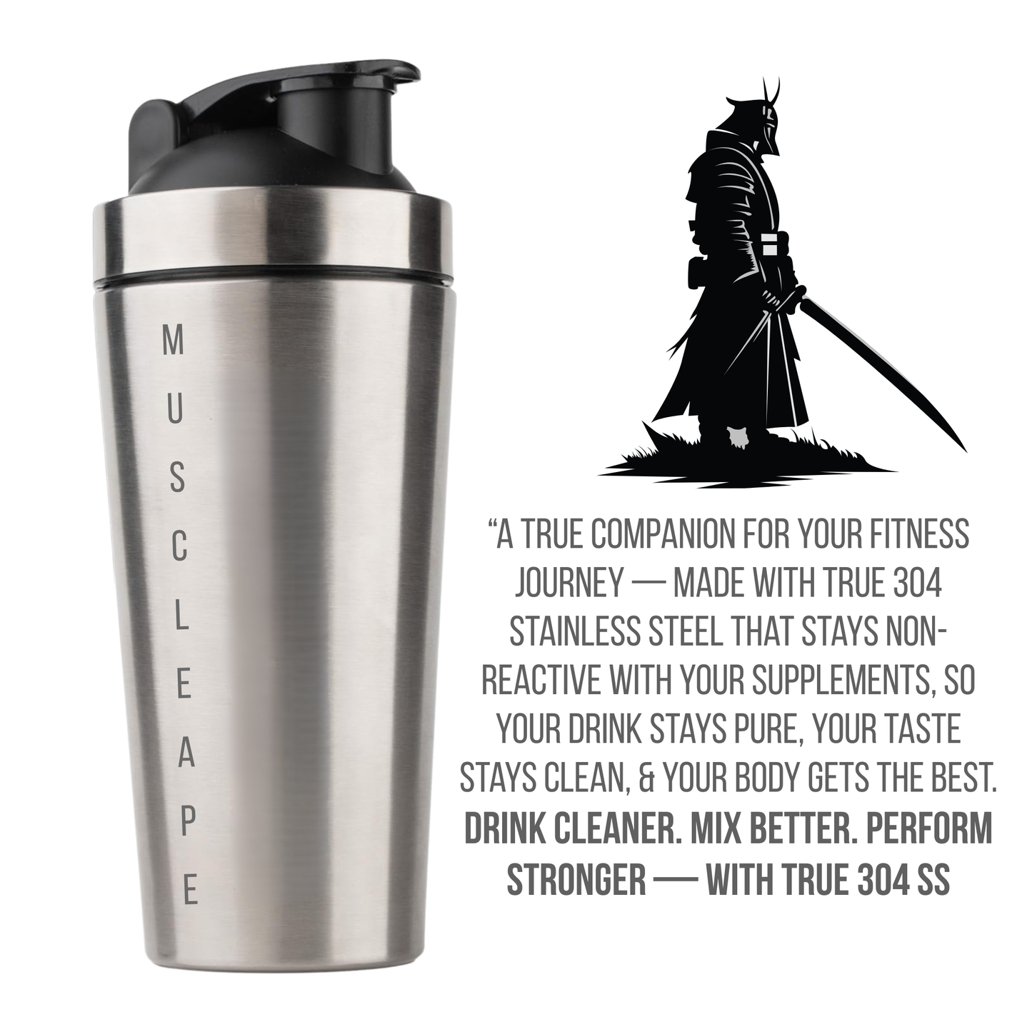 Muscleape Stainless Steel Shaker Bottle 750ml (Silver)