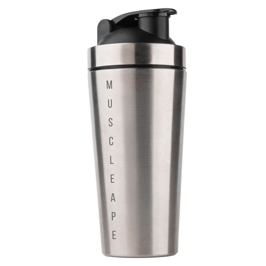 Muscleape Stainless Steel Shaker Bottle 750ml (Silver) | 100% Leakproof, BPA-Free | Protein & Pre-Workout Mixer for Gym, BCAA & Water