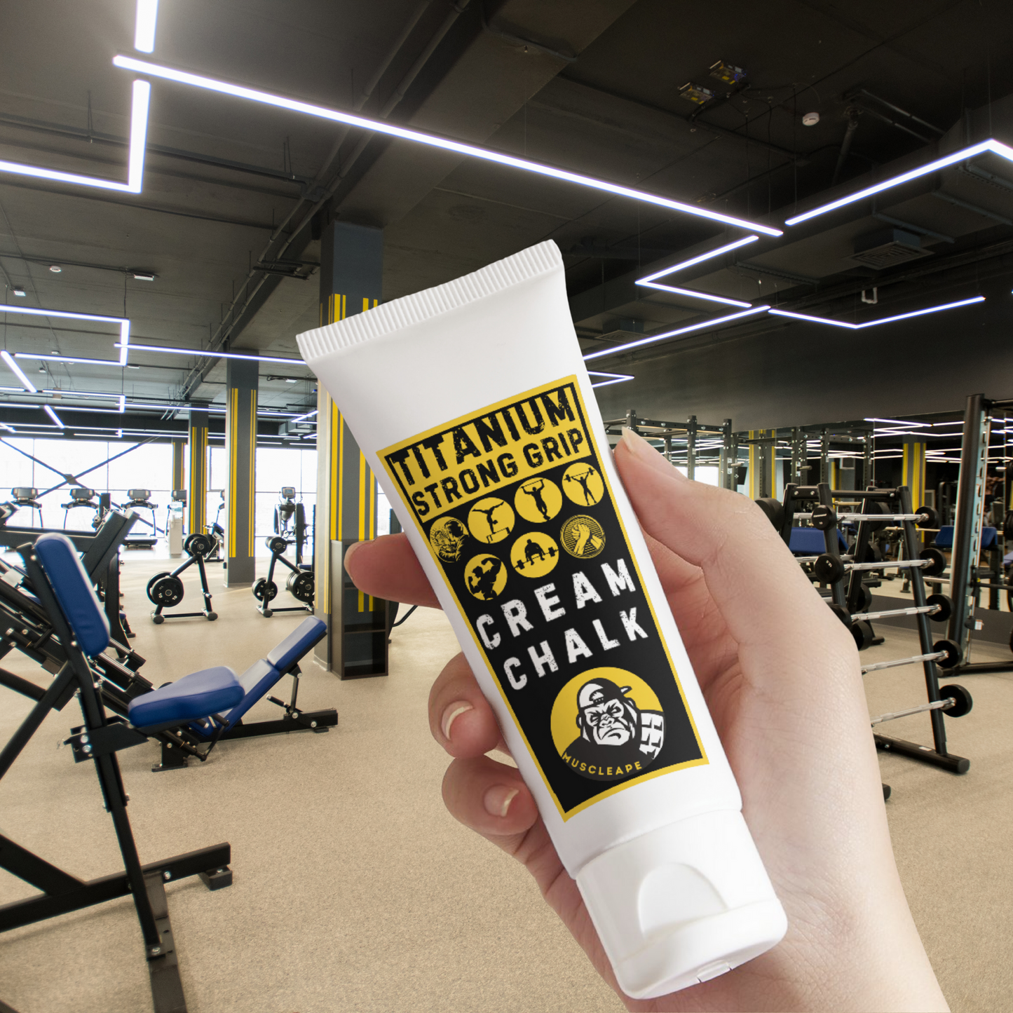 Muscleape Liquid Chalk Cream for Stronger Titanium Strenght Dry Grip. Sweat Free Hands for Weightlifting, Gym, Calisthenics, Gymnastics, CrossFit, Bodybuilding. Grip Harder- Lift Heavier. 250++ Lifts | | Muscleape