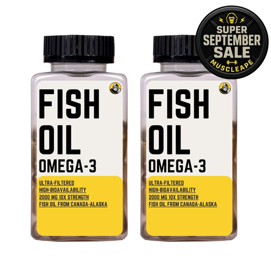 MuscleApe Omega-3 Fish Oil Softgels – 2000 mg Omega-3 (360 mg EPA & 240 mg DHA) – Enteric Coated, Burp-Free, Superior Bioavailability & Easily Digestible. 120 Softgels