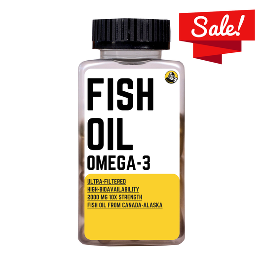 MuscleApe Omega-3 Fish Oil 60 Softgels | 2000mg Omega-3 (EPA 360mg + DHA 240mg) | Enteric Coated Burp-Free, High Absorption