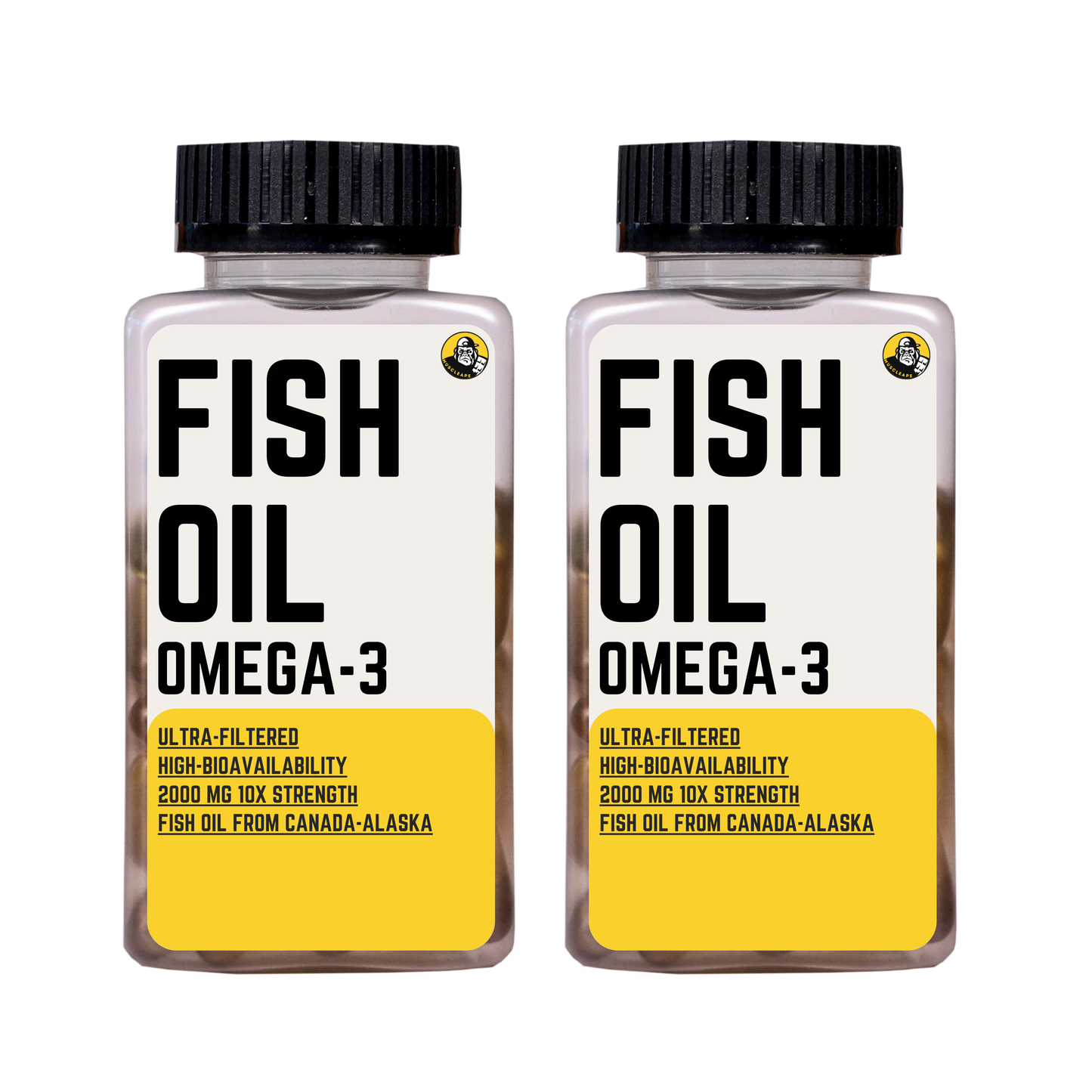 MuscleApe Omega-3 Fish Oil Softgels – 2000 mg Omega-3 (360 mg EPA & 240 mg DHA) – Enteric Coated, Burp-Free, Superior Bioavailability & Easily Digestible. 120 Softgels