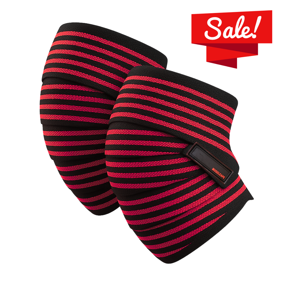 Muscleape 2m Knee & Joint Support Wraps | Heavy-Duty SuperFabric Elastic Compression for Squats, Leg Press & Powerlifting | Adjustable Unisex Support