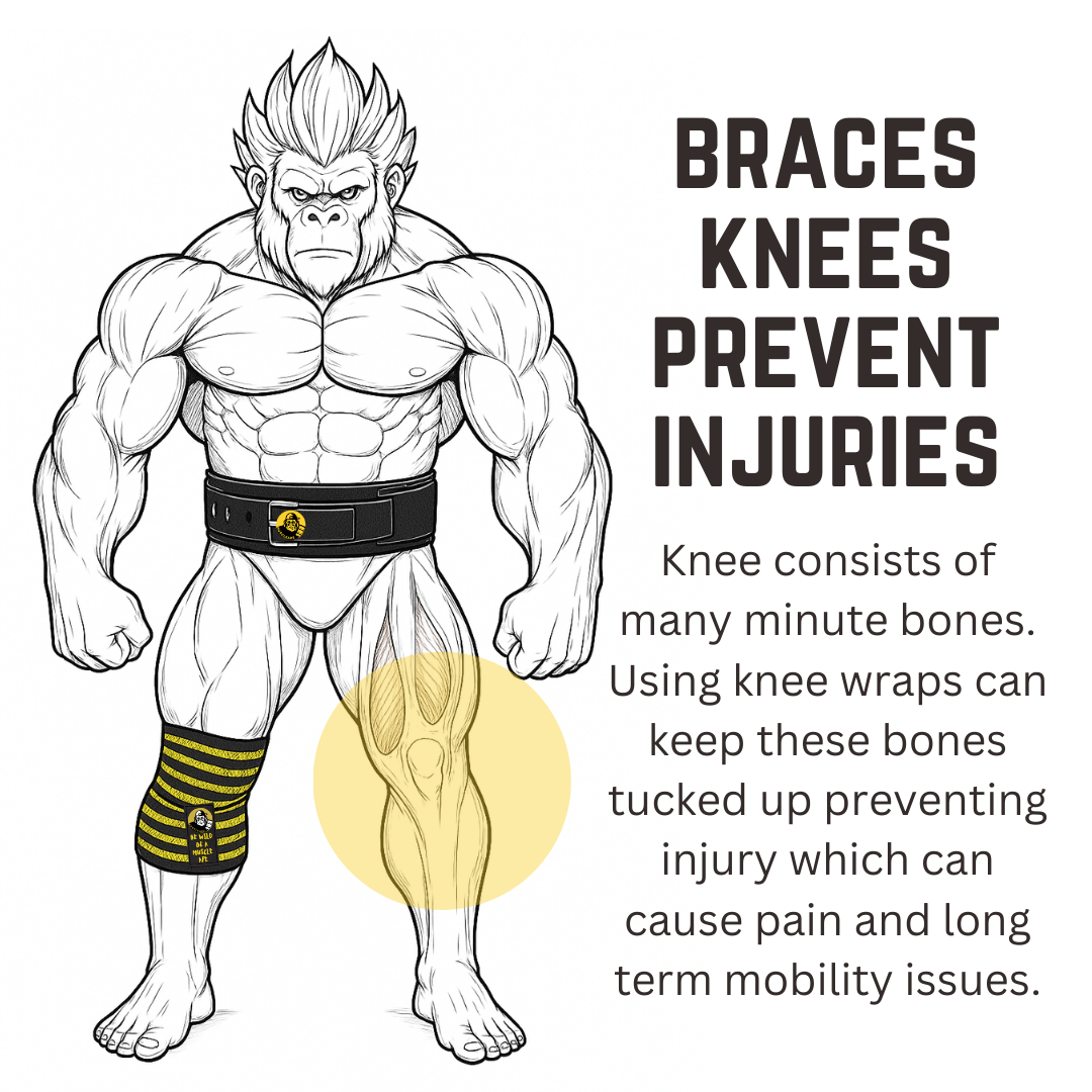 Muscleape 2 Meter Knee & Joint Support Wraps – SuperFabric Elastic Compression Straps for Squats, Leg Press & Powerlifting | Adjustable Gym Support for Men & Women (Bumblebee)