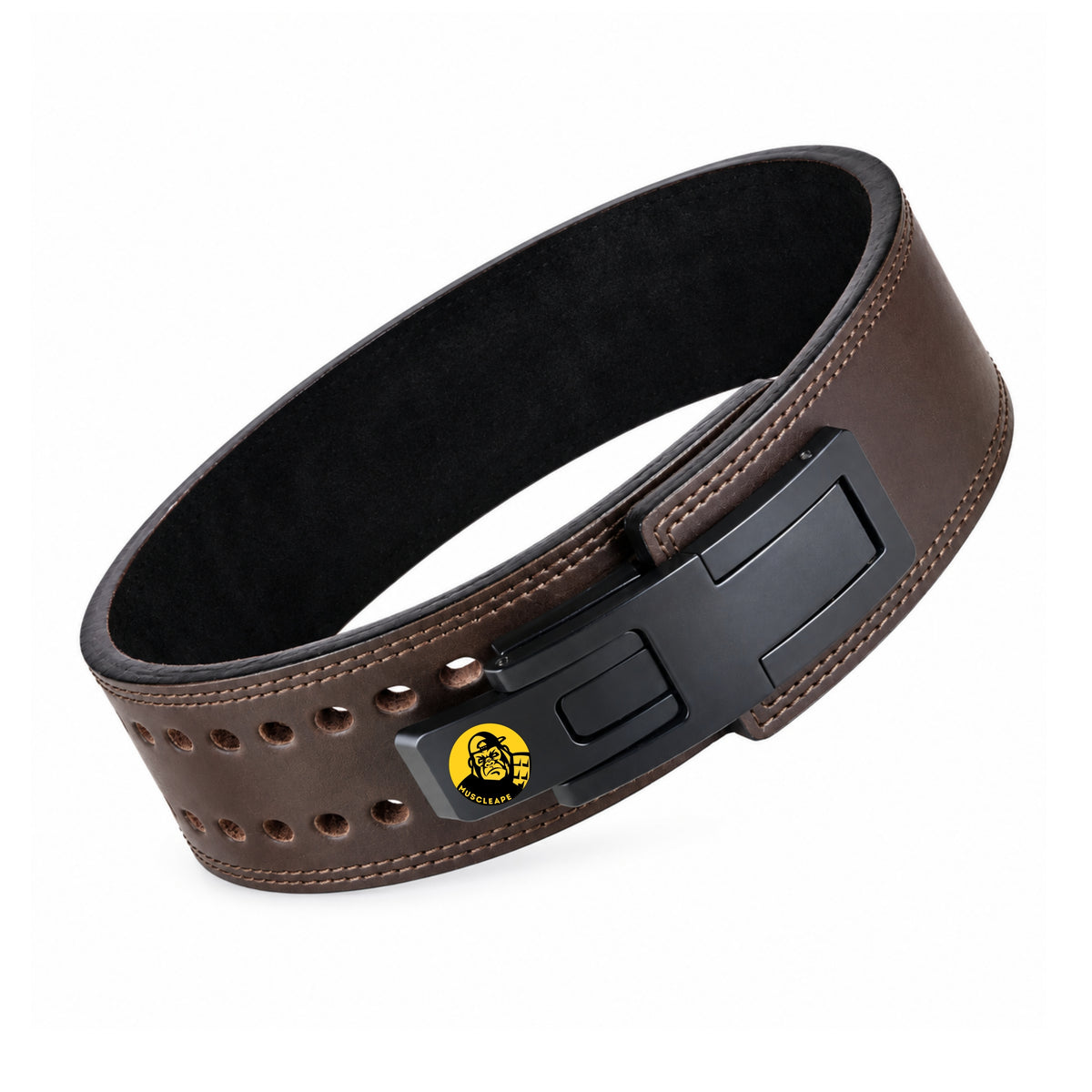 Muscleape Genuine Leather Lever Belt | Lifetime Warranty | Brown Leather