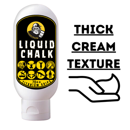 White bottle of liquid chalk with black label on a white background