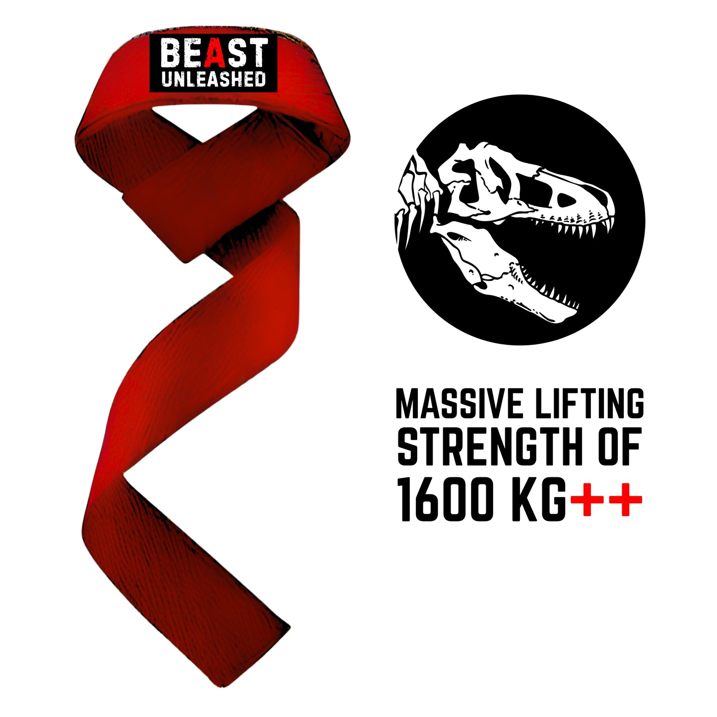 Muscleape Weight Lifting Straps Beast Mode Red & Black.