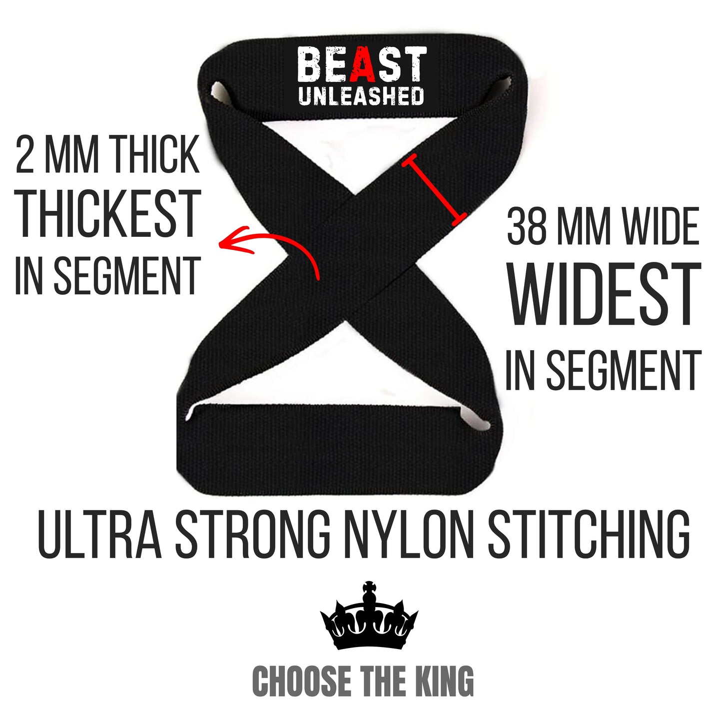 Muscleape 8 Shaped  Weight Lifting Straps | Black | Beast Mode