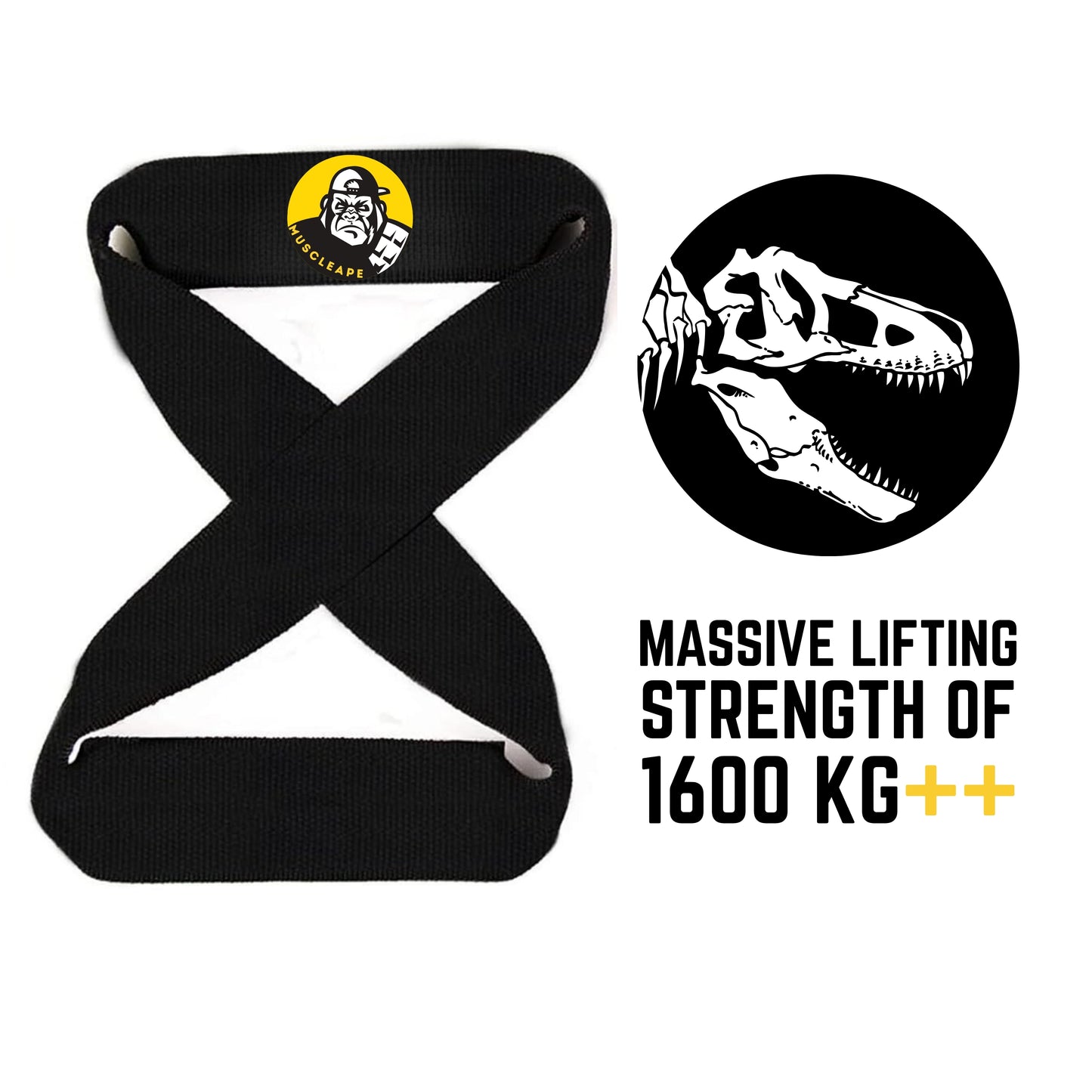 Muscleape Figure-8 Weight Lifting Straps |Black