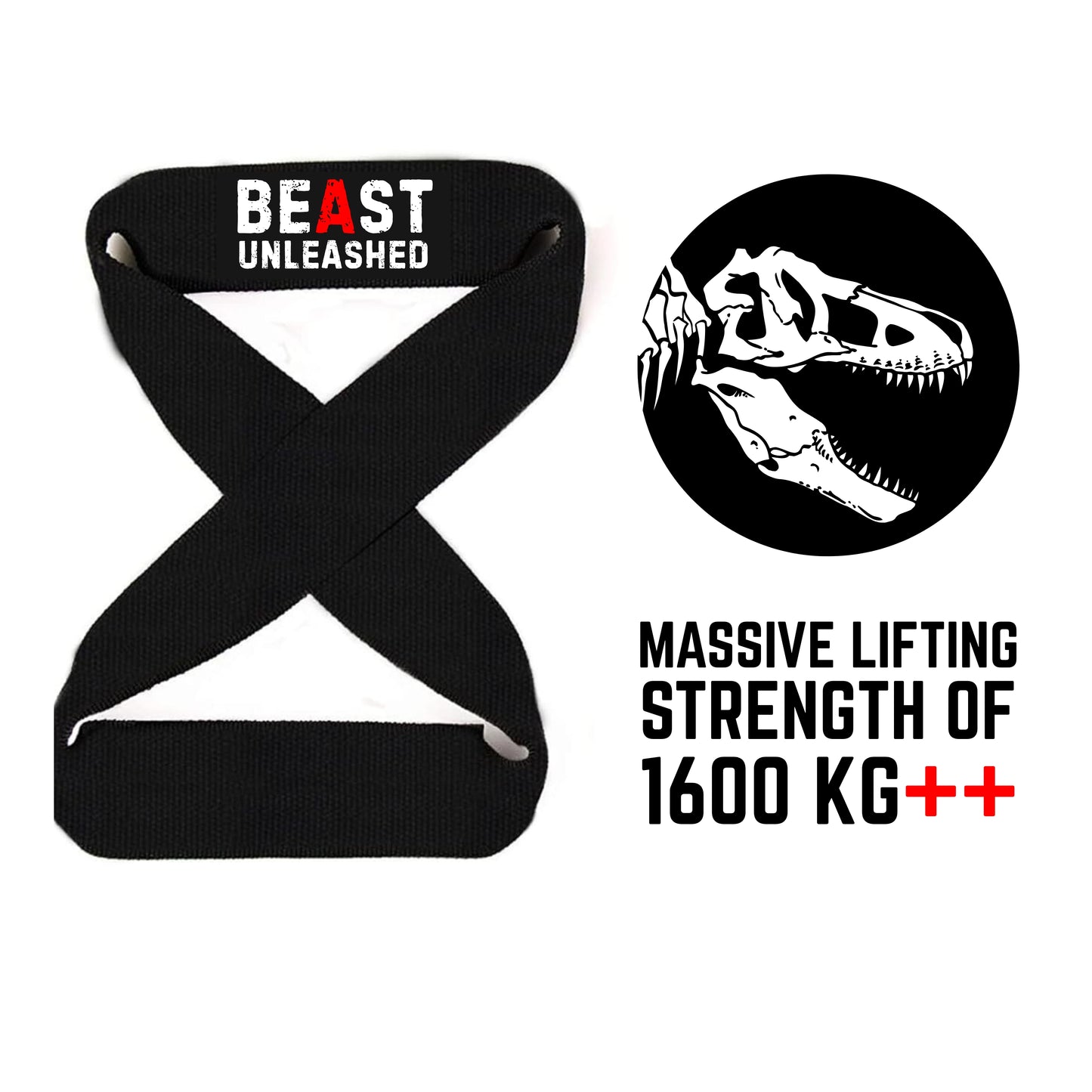 Muscleape 8 Shaped  Weight Lifting Straps | Black | Beast Mode
