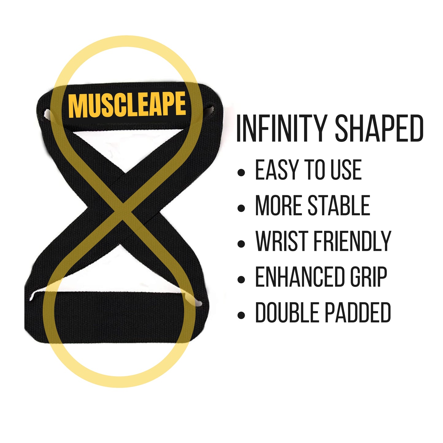 Muscleape 8 Shape Weight Lifting Straps | Original