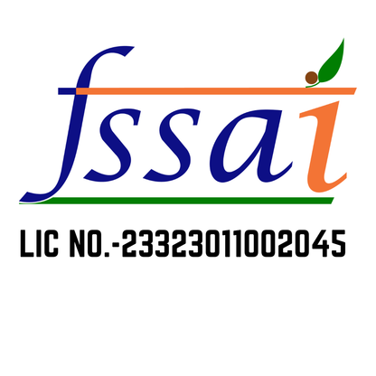FSSAI logo with a license number on a white background
