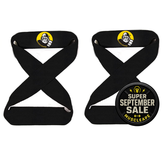 Muscleape Weight Lifting Straps Non-Slip with Padded Cuff for Gym Workout Deadlift Powerlifting and Fitness Strength Training. Figure 8 straps | | Muscleape