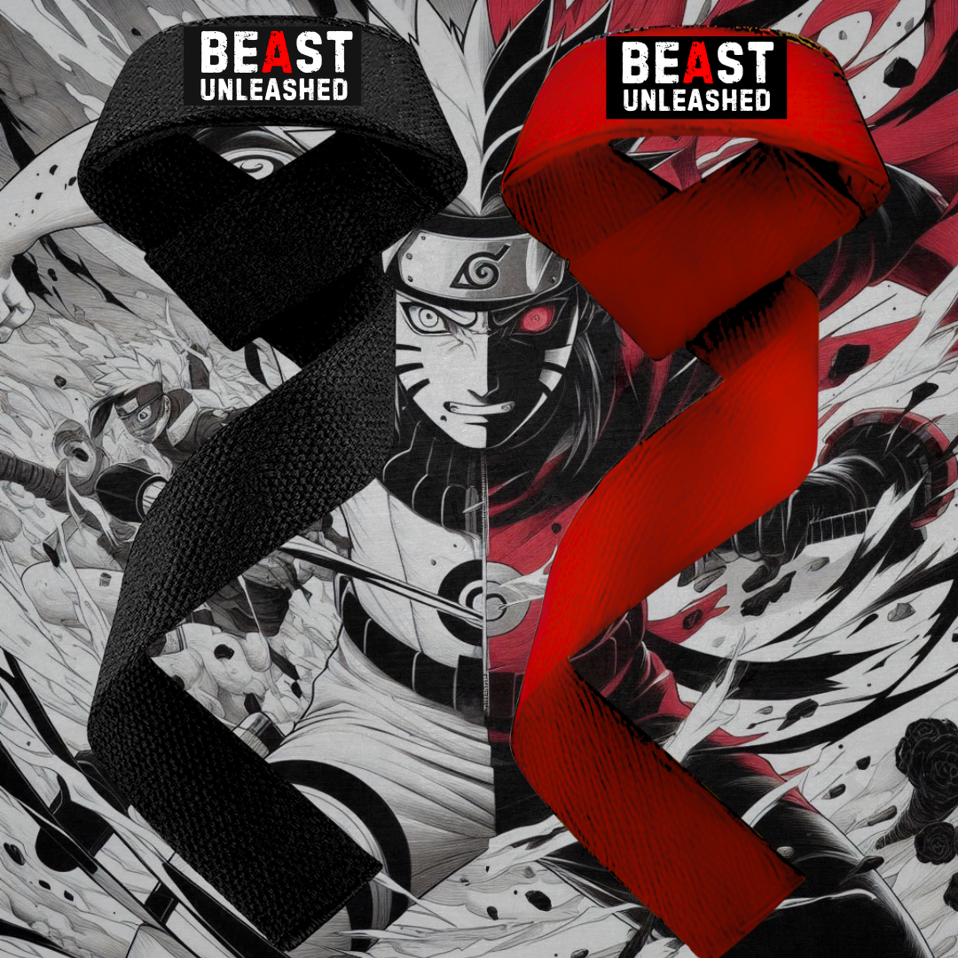 Muscleape Weight Lifting Straps Beast Mode Red & Black Wrist Supporter For Gym. Gym Accessories Men & Women. | | Muscleape