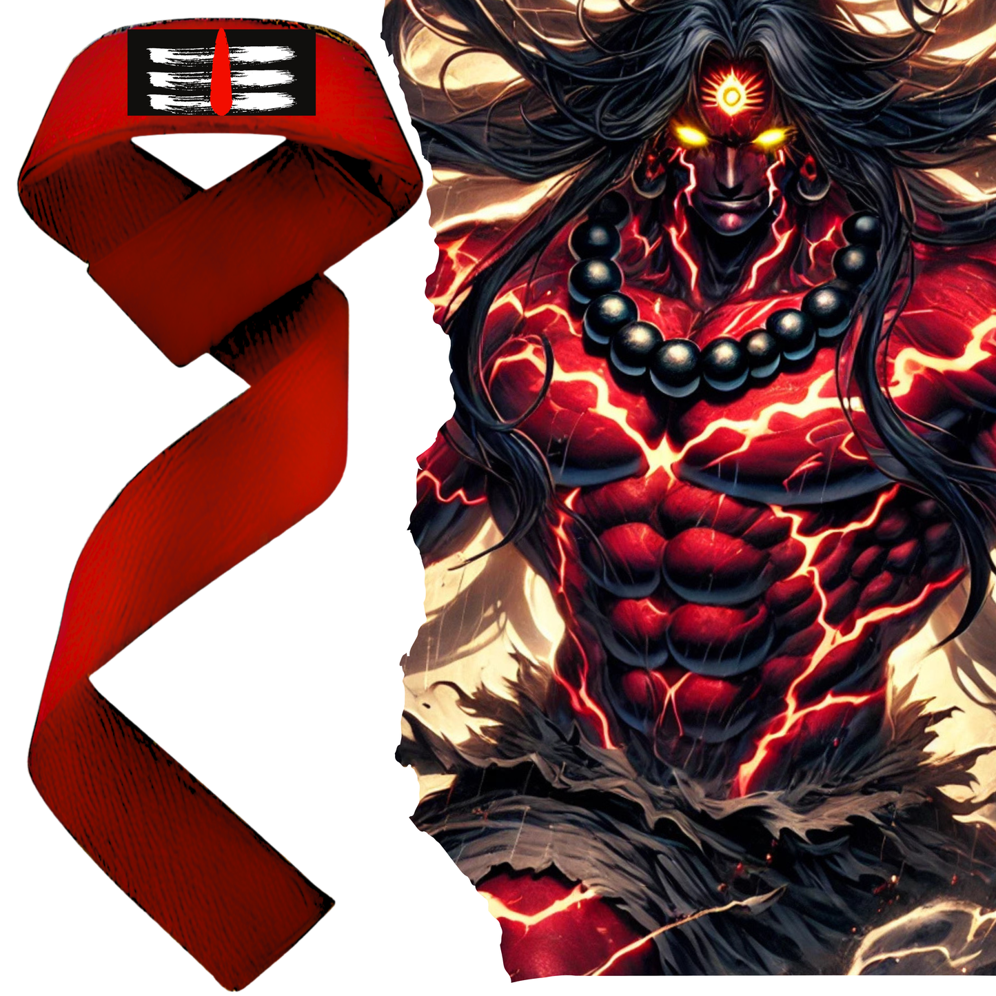 Muscleape Red Mahakaal Weight Lifting Straps Wrist Supporter For Gym . Gym Accessories Men & Women. Wrist Strap For Gym With Wrist Support. | Powerlifting Gym | Muscleape