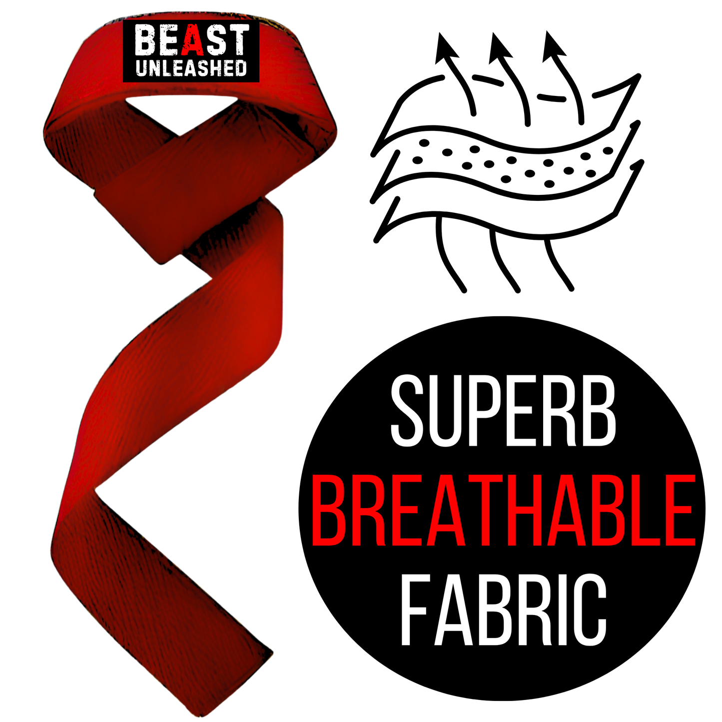 Muscleape Weight Lifting Straps Red Beast Mode Wrist Supporter For Gym. Gym Accessories Men & Women. | Powerlifting | Muscleape