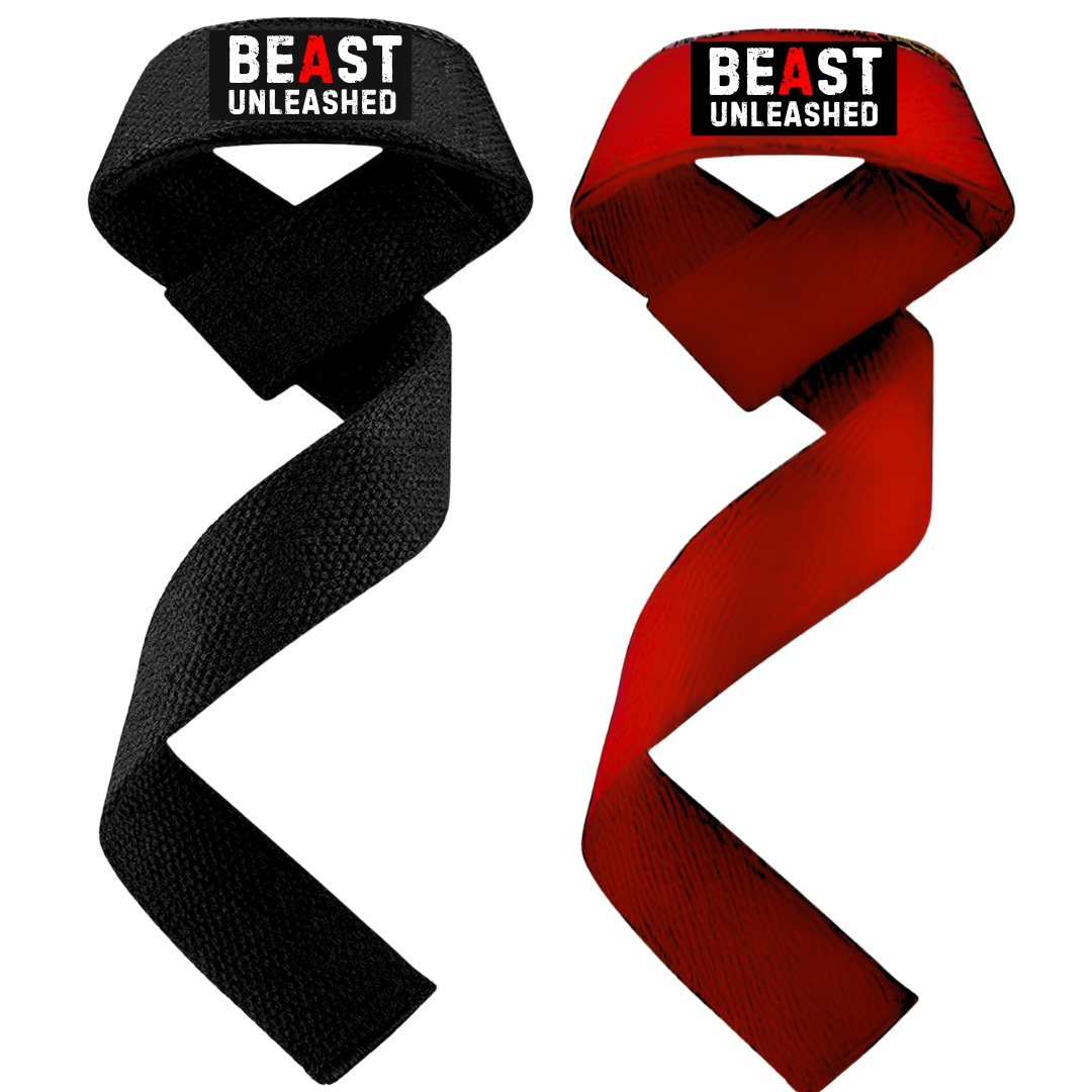 Muscleape Weight Lifting Straps Beast Mode Red & Black Wrist Supporter For Gym. Gym Accessories Men & Women. | | Muscleape