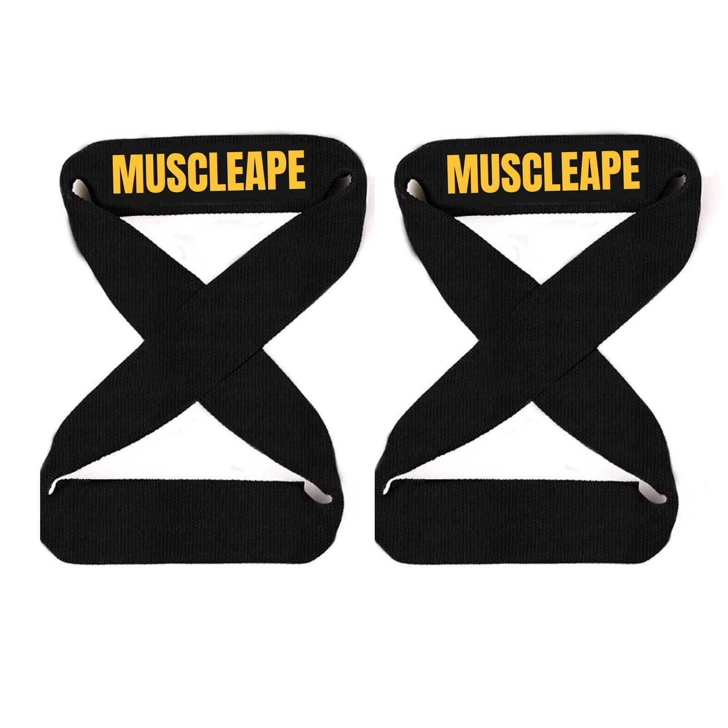 Muscleape Original Weight Lifting Straps with Padded Cuff for Gym (figure 8 straps, cotton straps, anti-skid straps). Improve Bar Grip & Lift Heavier Instantly. | Powerlifting | Muscleape
