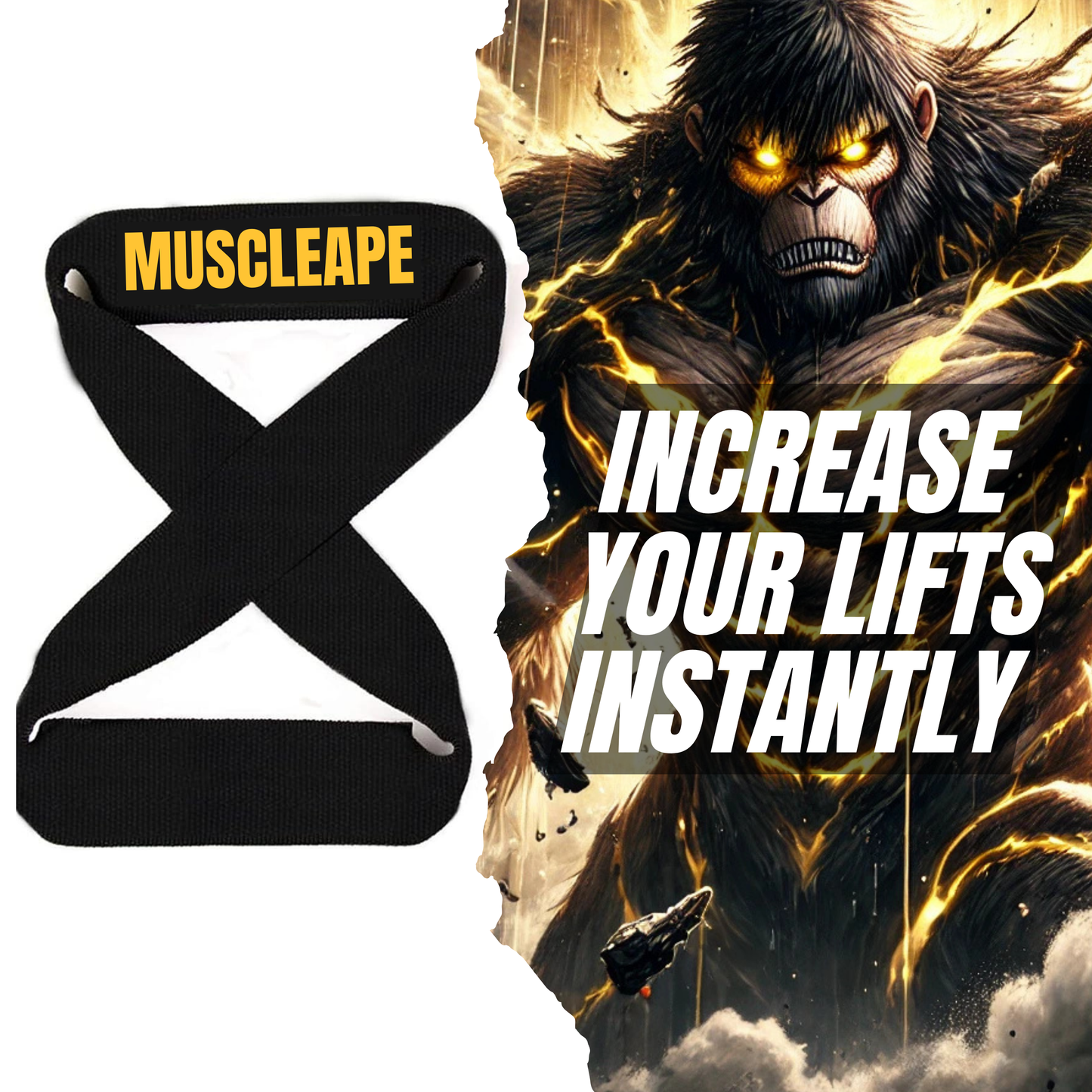Muscleape Original Weight Lifting Straps with Padded Cuff for Gym (figure 8 straps, cotton straps, anti-skid straps). Improve Bar Grip & Lift Heavier Instantly. | Powerlifting | Muscleape