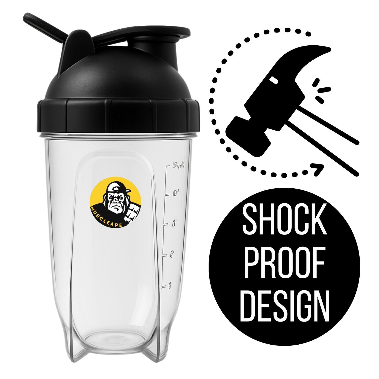 Muscleape Bullet Protein Shaker Bottle 760 ml – Leak-Proof, BPA-Free Gym Shaker with Mixing Ball, Ideal for Protein Shakes, Pre-Workout & Smoothies, for Men & Women