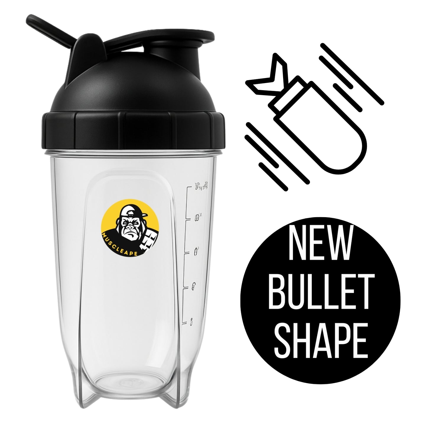 Muscleape Bullet Protein Shaker Bottle 760 ml – Leak-Proof, BPA-Free Gym Shaker with Mixing Ball, Ideal for Protein Shakes, Pre-Workout & Smoothies, for Men & Women