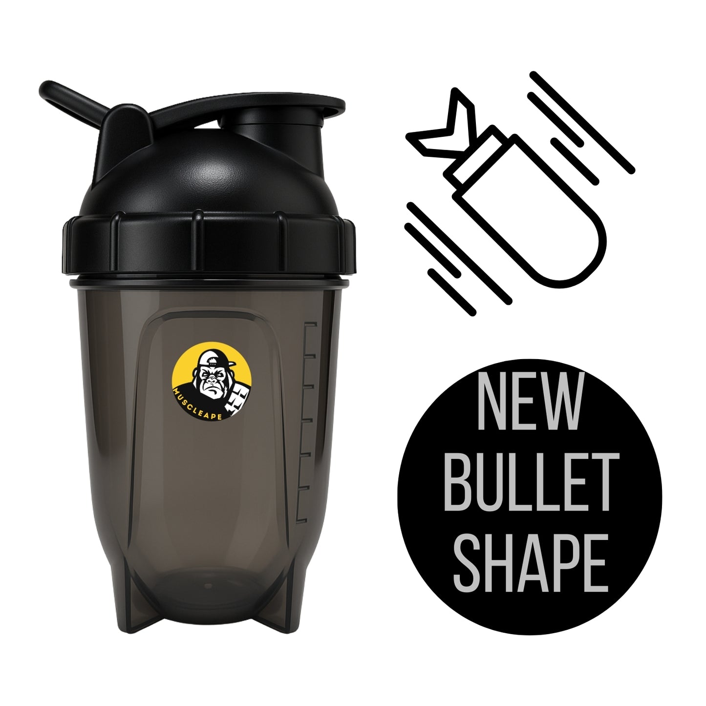 Muscleape Black Bullet shaker for protein shake protein shaker bottle gym shaker bottle shaker bottles gym protein shaker bottle shaker bottles for protein shake gym shaker for men 750ml | | Muscleape