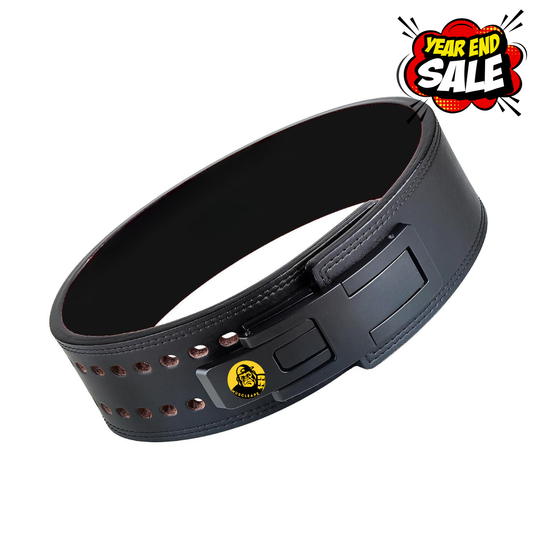 Muscleape 13mm Lever Belt. 4" Wide Genuine Leather. Quick-Release Steel Alloy Lever. Adjustable Powerlifting Belt With Lifetime Brand Warranty.