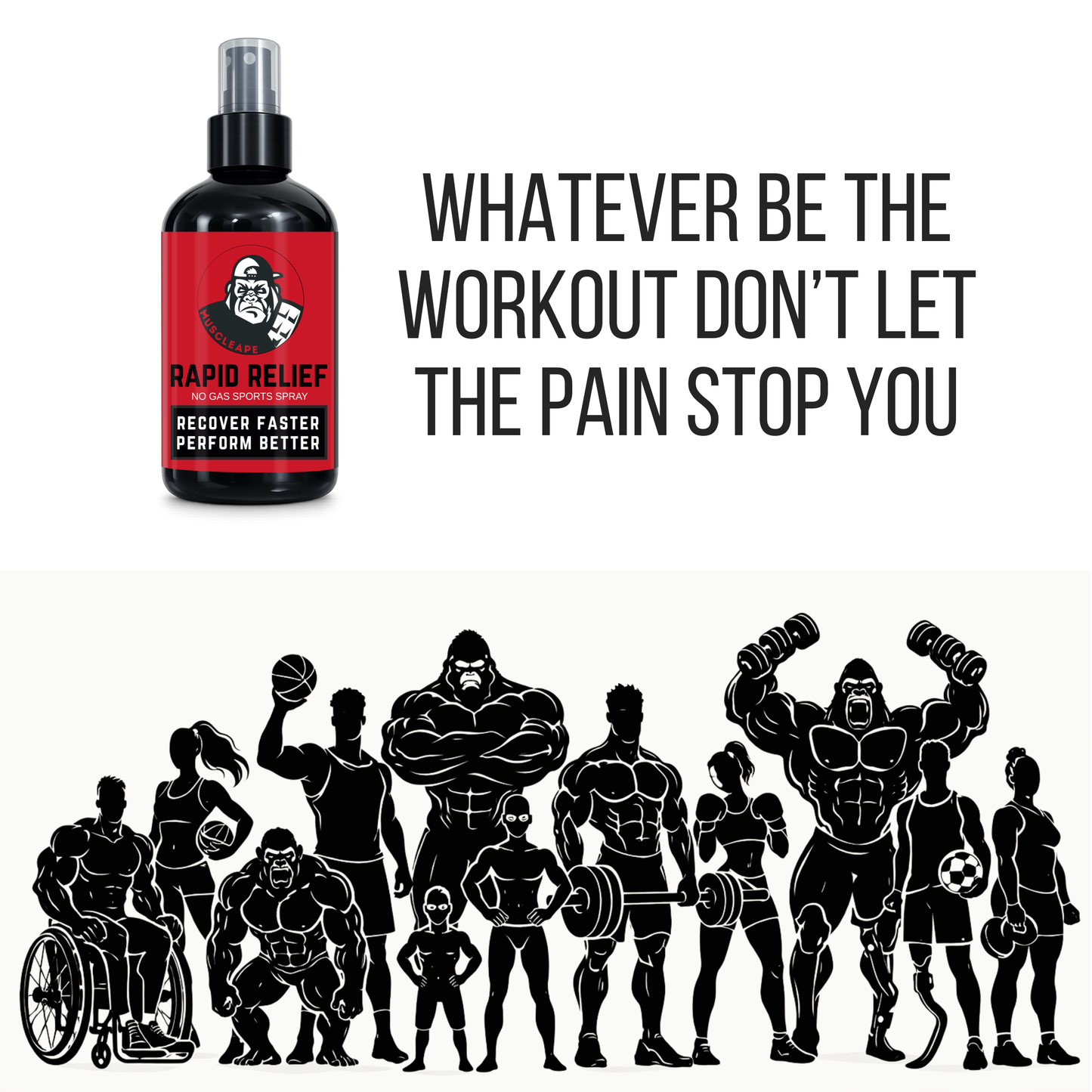 MuscleApe Rapid Relief No Gas Sports Spray - Eucalyptus & Clove Muscle Pain Relief Spray, 200ml