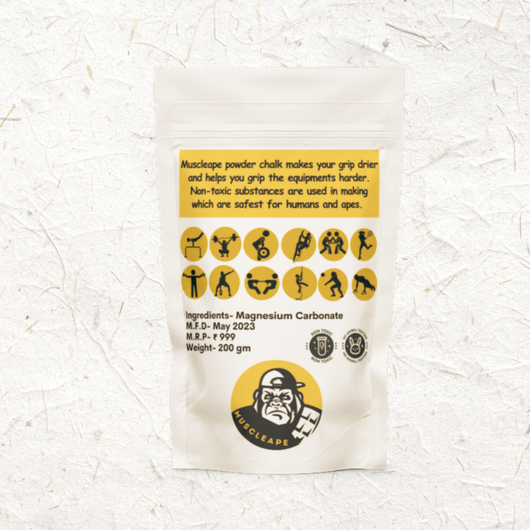 Muscleape Chalk Powder for Superior Grip. 200gm Premium Chalk for Weightlifting, Powerlifting, Calisthenics and Other Sports | Powerlifting | Muscleape