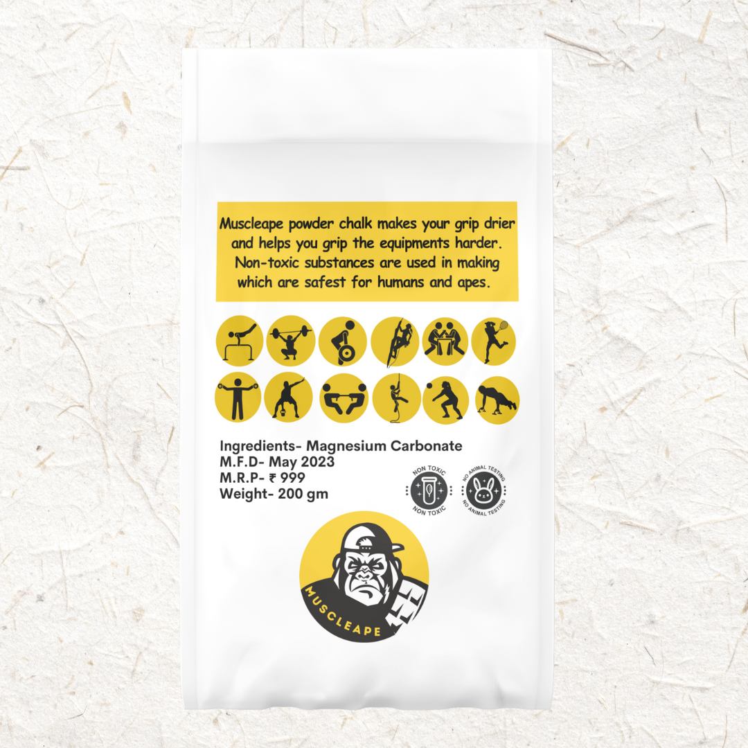 Muscleape Chalk Powder for Superior Grip. 500gm Premium Chalk for Weightlifting,Bodybuilding Powerlifting, Calisthenics and Other Sports. | Powerlifting | Muscleape