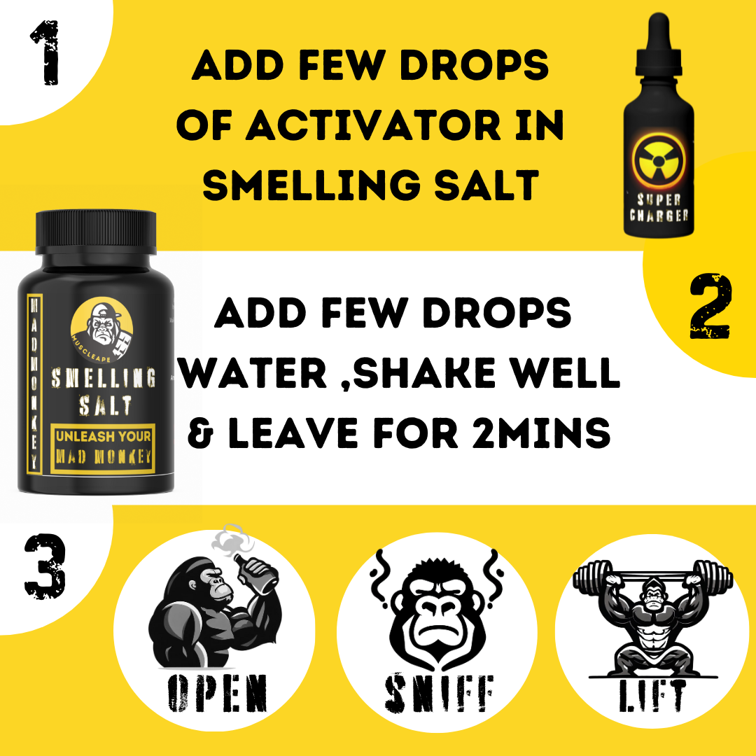 Muscleape Ammonia Stimulant With Activator Fuel. Ammonia Smelling Salt For Pro-Athletes. | Powerlifting | Muscleape