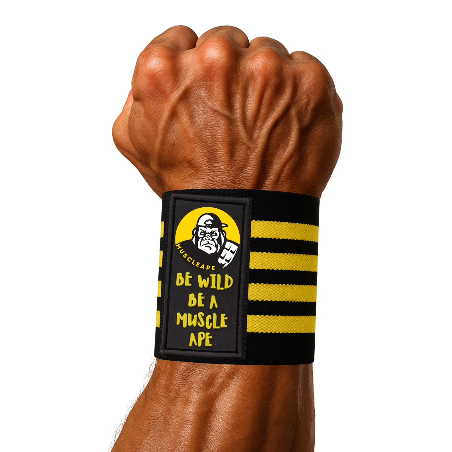 Muscleape Wrist Support Wraps for Gym| For Powerlifters, Bodybuilders and Other Strength Athletes| 3 Inches Velcro with Thumb Loop | Bumblebee
