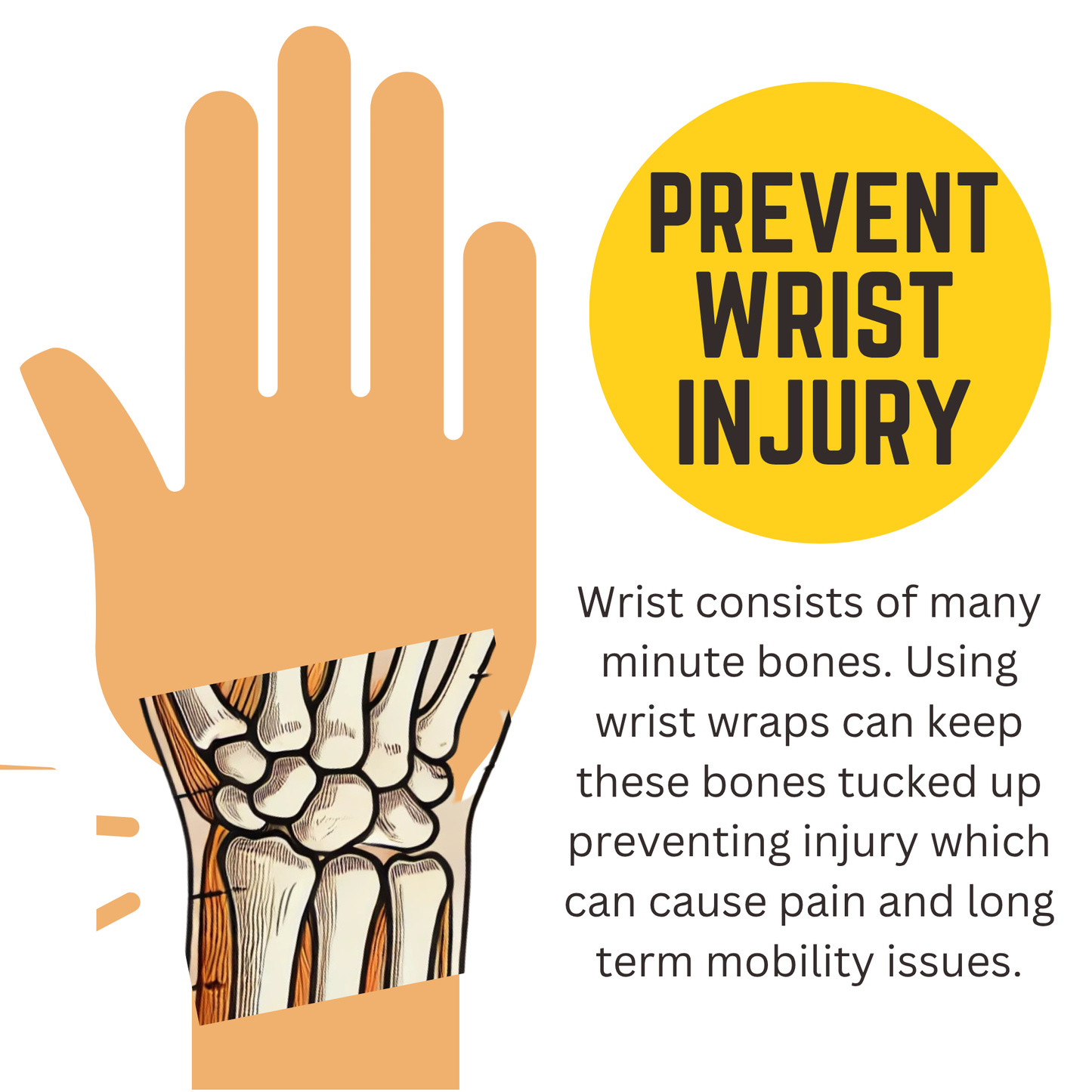 Muscleape Wrist Support Wraps for Gym| For Powerlifters, Bodybuilders and Other Strength Athletes| 3 Inches Velcro with Thumb Loop | Bumblebee