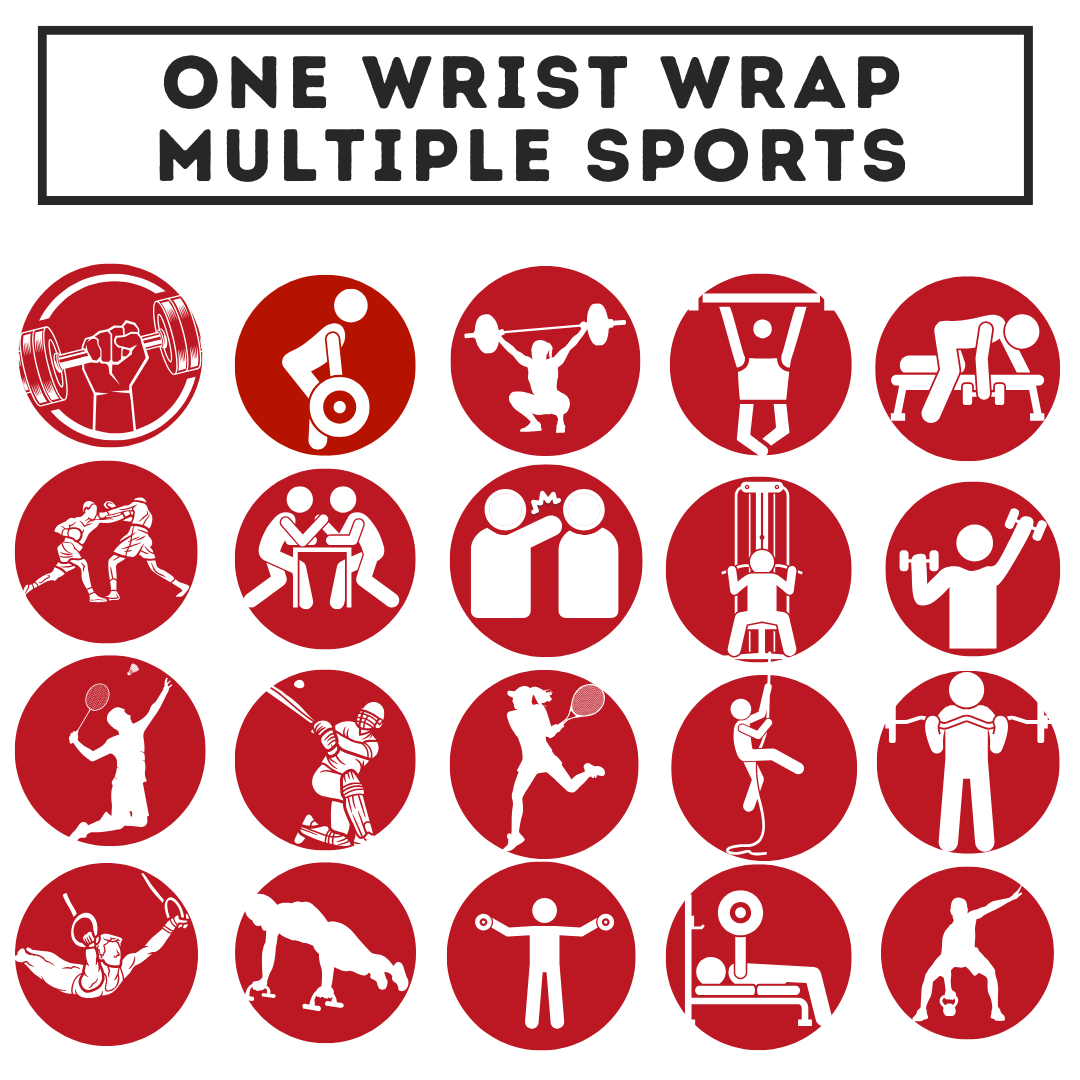Muscleape Wrist Support Wraps for Gym| For Powerlifters, Bodybuilders and Other Strength Athletes| 3 Inches Velcro with Thumb Loop | Red-Black